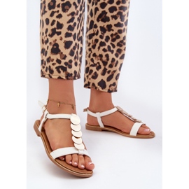 Női lapos szandál Eco bőrből, fehér Jeritellia 2