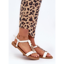 Női lapos szandál Eco bőrből, fehér Jeritellia 1