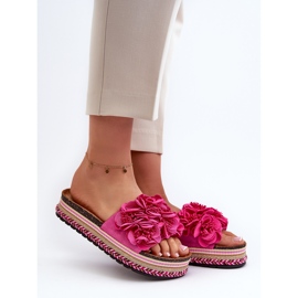 Fuchsia Nodina virágokkal díszített női platform papucs rózsaszín 1