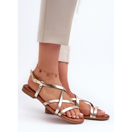 Lapos bőr női szandál Maciejka 06635-25 arany aranysárga 2