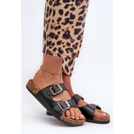 Fekete Fronila női papucs csatokkal 1 Fekete Fronila női papucs csatokkal 1