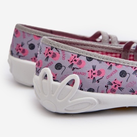 Befado Balerina papucs cicás lányoknak 116Y327 szürke és rózsaszín 2