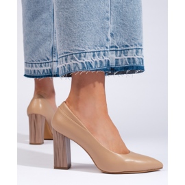 Sergio Leone bézs színű női pumpák dekoratív sarokkal 1