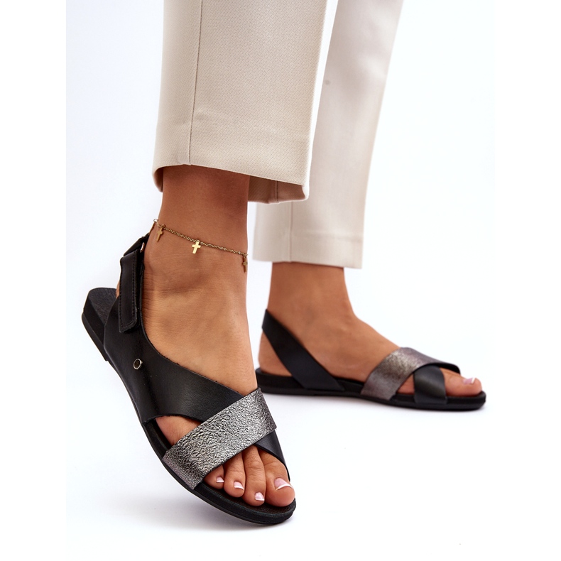 Zazoo 40141 bőr szandál tépőzárral, fekete 1