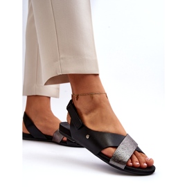 Zazoo 40141 bőr szandál tépőzárral, fekete 4