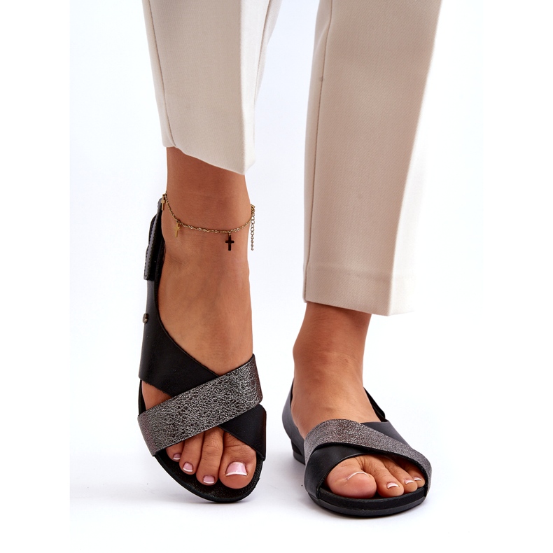 Zazoo 40141 bőr szandál tépőzárral, fekete 3