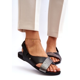 Zazoo 40141 bőr szandál tépőzárral, fekete 2