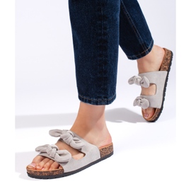 Női szürke velúr papucs parafával 1