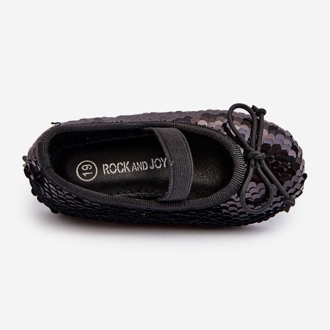 Flitterekkel díszített gyerek balerinacipő, Black Weries fekete 2