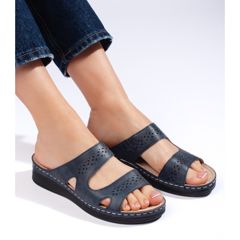 Kényelmes sötétkék női papucs 2