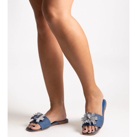 Kék flip-flop Vendula cirkon virággal 1