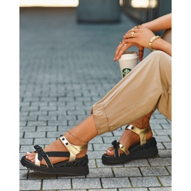 S.Barski Női szandál masnival D&amp;A CR956 Gold aranysárga 1