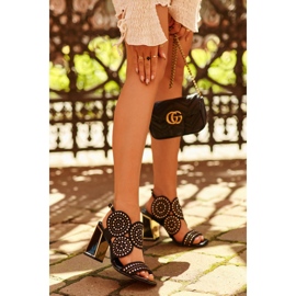 S.Barski Díszített magassarkú szandál D&amp;A CR026 fekete 1