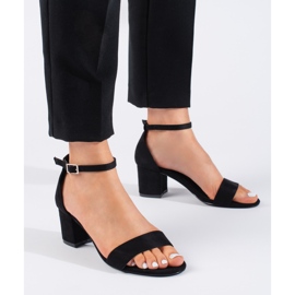 Seastar Fekete velúr magas sarkú szandál 1