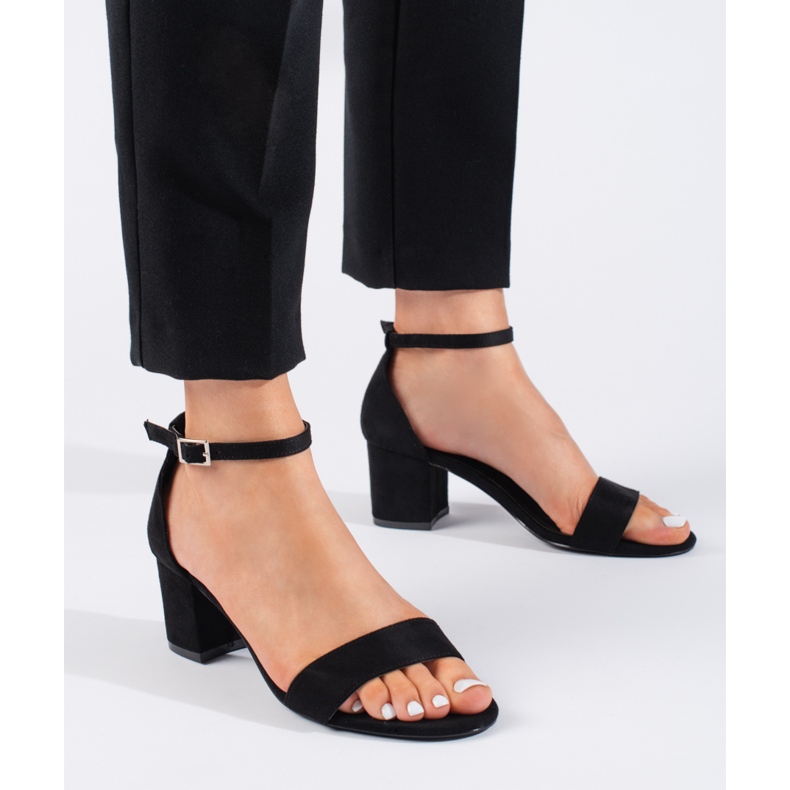 Seastar Fekete velúr magas sarkú szandál 1