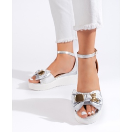 Seastar Ezüst színű női ékszandál masnival 1