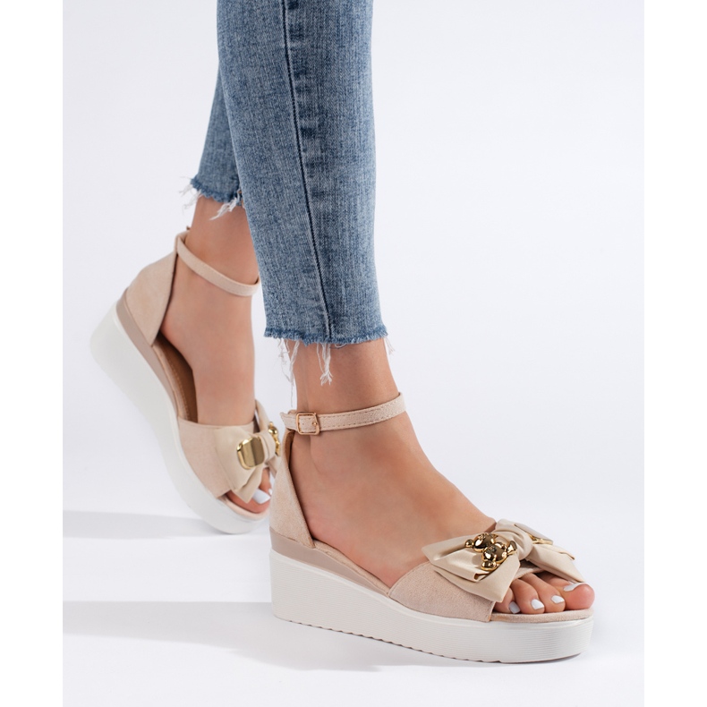 Seastar Bézs színű női ékszandál masnival 1