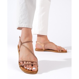 Női barna csillogó szandál 2