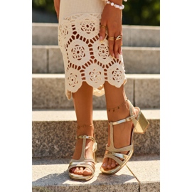 Női magassarkú szandál Eco bőrből, arany Lyana aranysárga 1