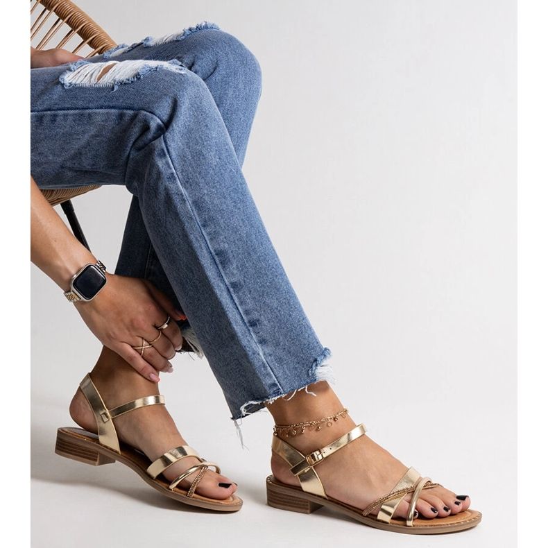 Arany magas sarkú szandál Elanoria cirkóniákkal aranysárga 1