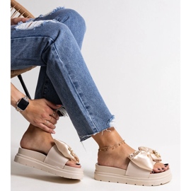 Bézs masszív flip-flop masnival, izsa 1 Bézs masszív flip-flop masnival, izsa 1