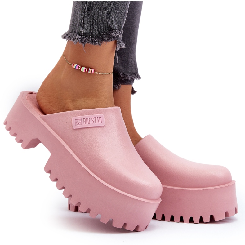 Big Star Női papucs masszív talpon, nagy csillag NN274020 rózsaszín 5