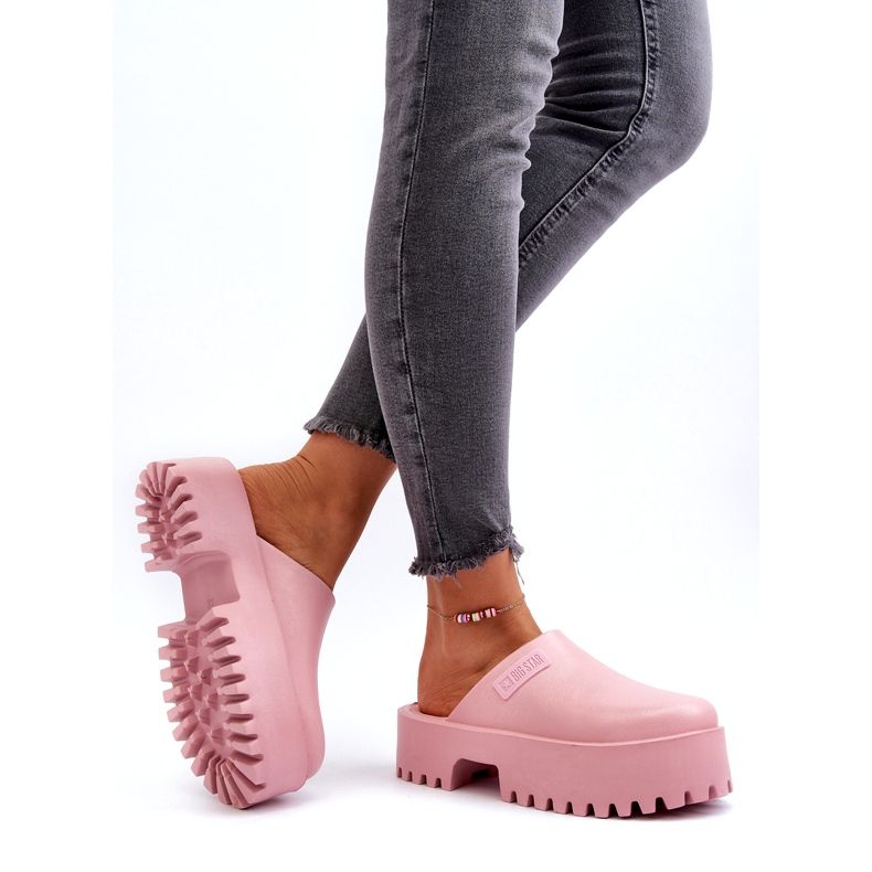 Big Star Női papucs masszív talpon, nagy csillag NN274020 rózsaszín 4