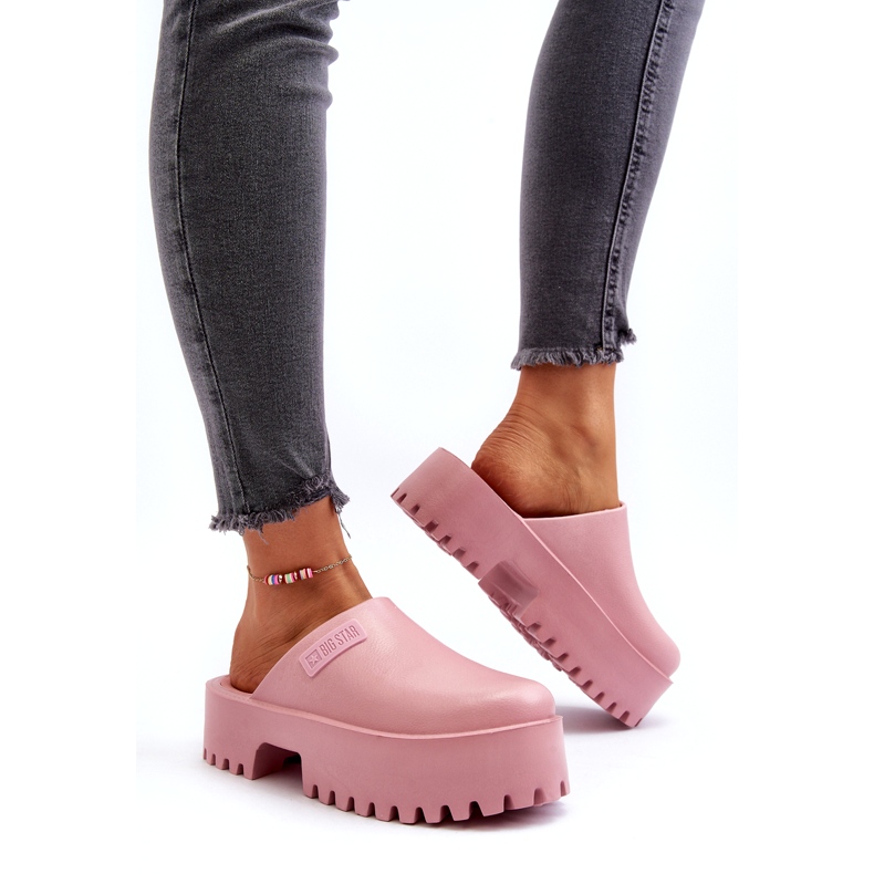 Big Star Női papucs masszív talpon, nagy csillag NN274020 rózsaszín 3