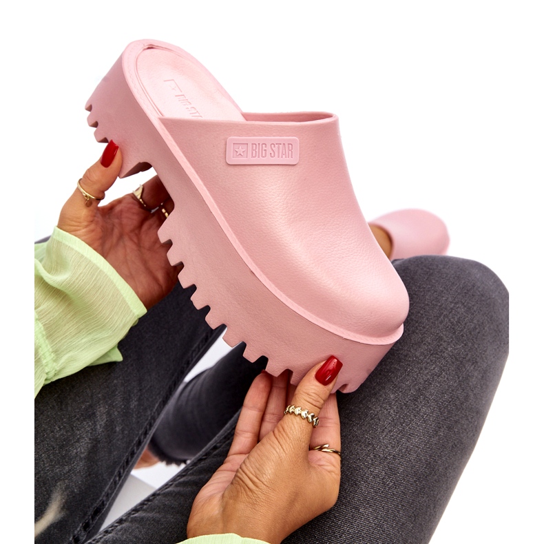 Big Star Női papucs masszív talpon, nagy csillag NN274020 rózsaszín 2