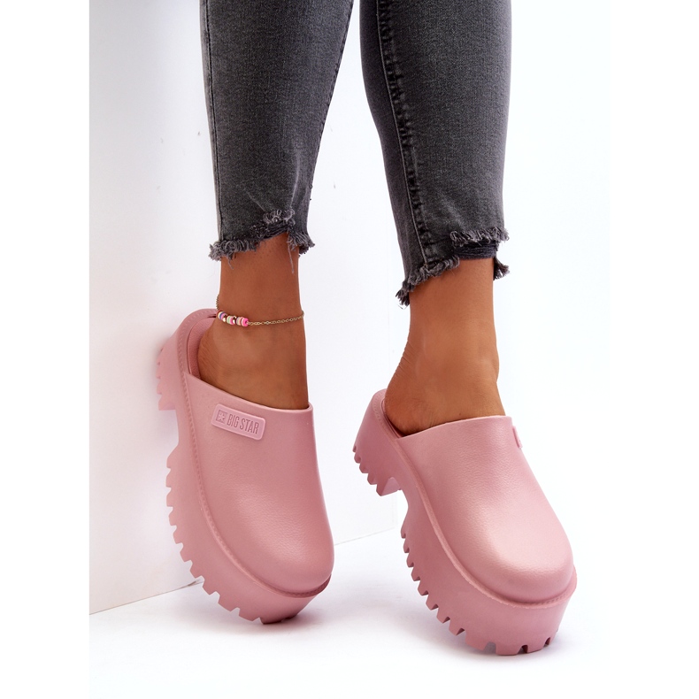 Big Star Női papucs masszív talpon, nagy csillag NN274020 rózsaszín 1