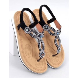 Harani Fekete flip-flop szandál cirkóniákkal 1