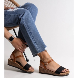 Fekete Malada alacsony parafa ékszandál 1