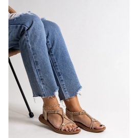 Leilana cirkóniákkal díszített arany szandál aranysárga 1