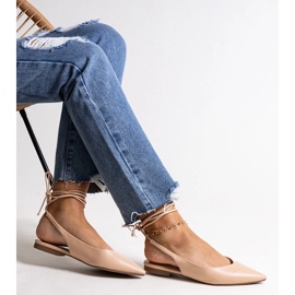 Batra eco bőrből készült, megkötött bézs balettlapok 1