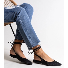 Finom, fűzős fekete balettlakások strasszokkal 1