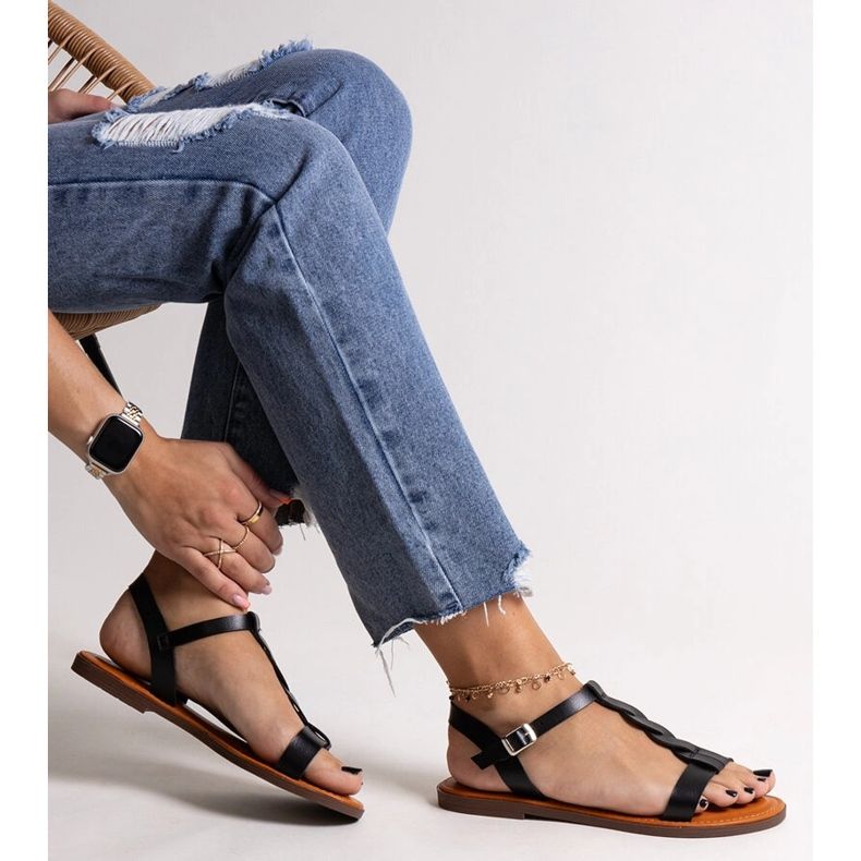 Fekete Amaranth lapos szandál 1