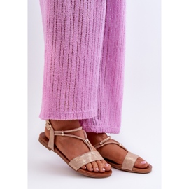 Női lapos szandál pánttal S.Barski KV27-010 Gold aranysárga 1