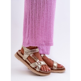 Zazoo 50103 női bőr szandál az emelvényen, arany aranysárga 1