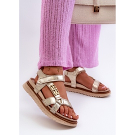 Zazoo 50103 női bőr szandál az emelvényen, arany aranysárga 2