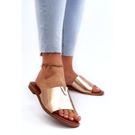 Evento Női Eco bőr papucsok lapos sarokkal, arany Maliha 2