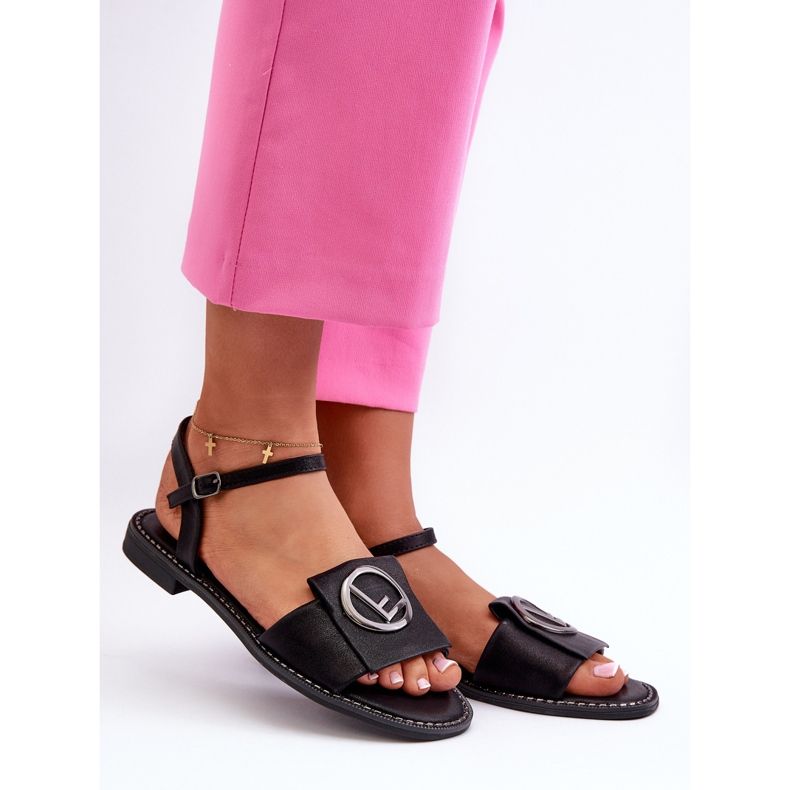 Női szandál díszítéssel S.Barski KV27-045 Fekete 1