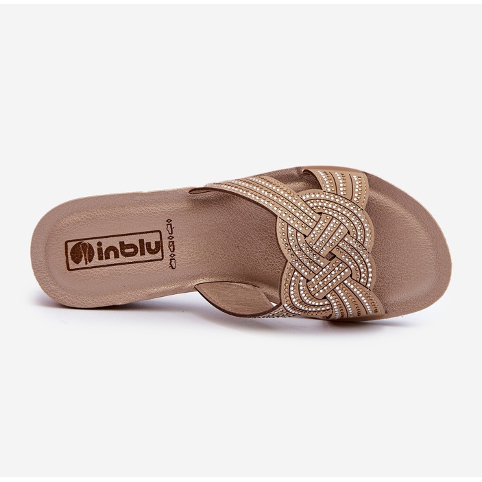 Kényelmes női papucsok cirkóniákkal Inblu BV000037 bézs 1