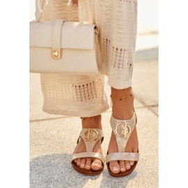 Női lapos szandál díszítéssel S.Barski KV27-051 Arany aranysárga 2