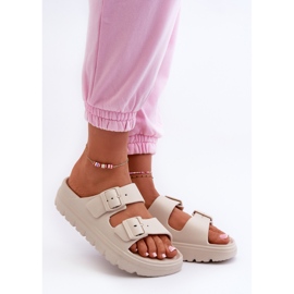 EVento Női bézs Melorea hab papucsok a platformon 1