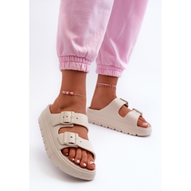 EVento Női bézs Melorea hab papucsok a platformon 2