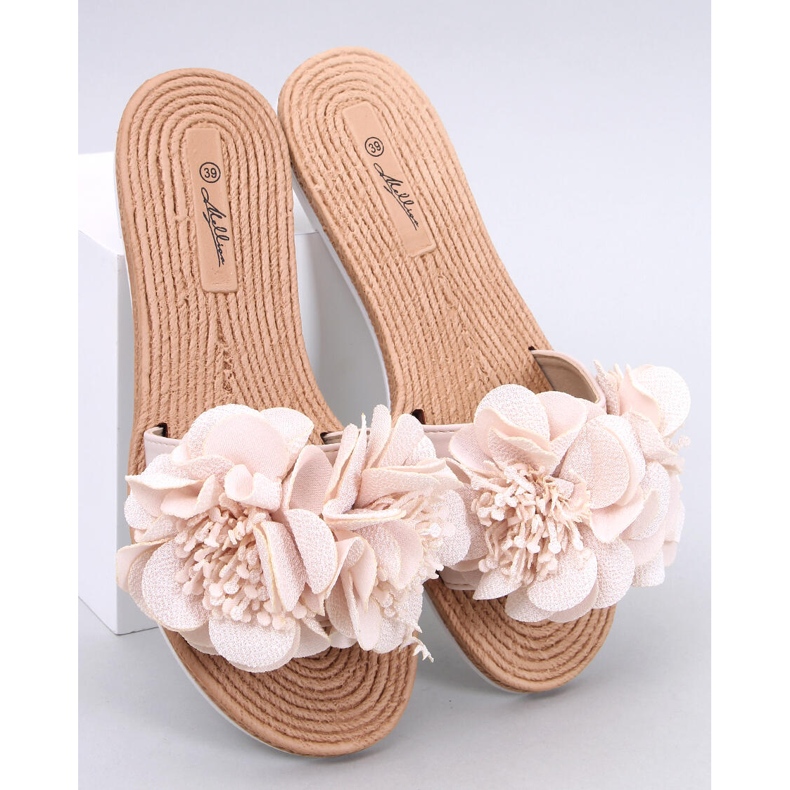 Puha flip-flop Diaye Beige virágokkal bézs 1