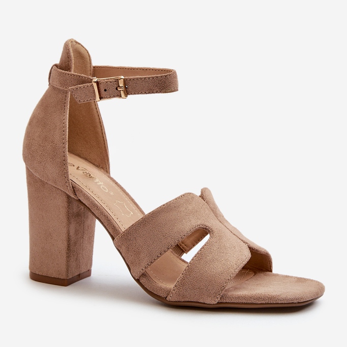 Divatos velúr teve magas sarkú cipő barna 2