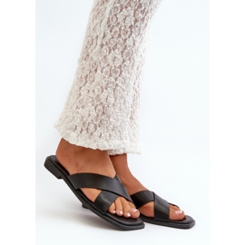 Női lapos sarkú papucsok Eco bőrből, S.Barski KV27-002 fekete 1