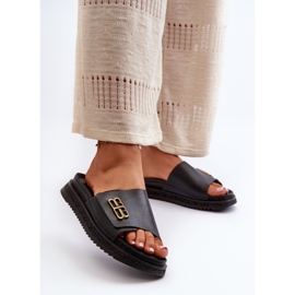 Zazoo 50101 női bőr papucsok platformon, fekete 1