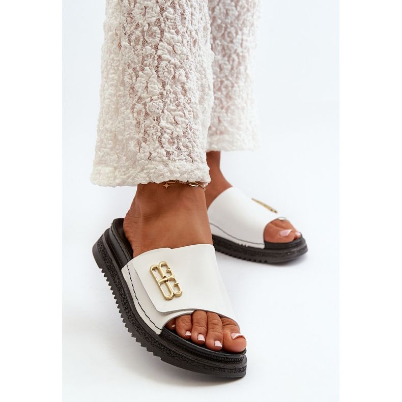 Zazoo 50101 női bőr papucsok platformon, fehér 2